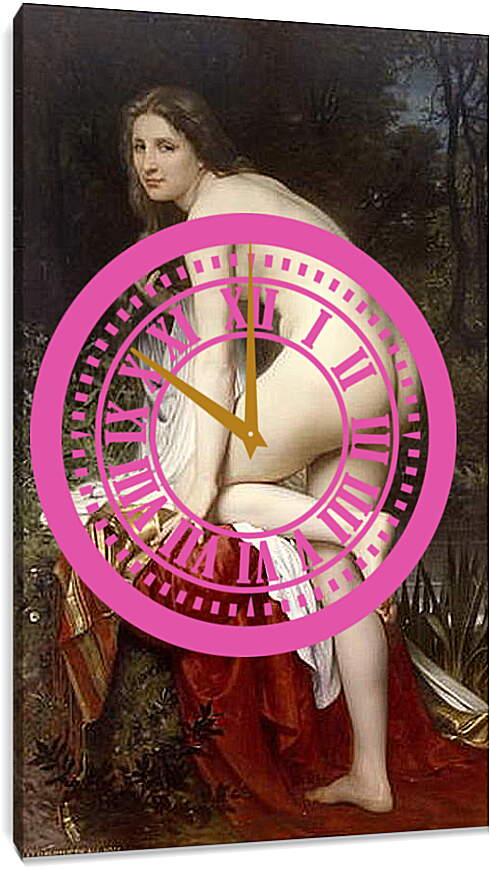 Часы картина - Купальщица. Адольф Вильям Бугро