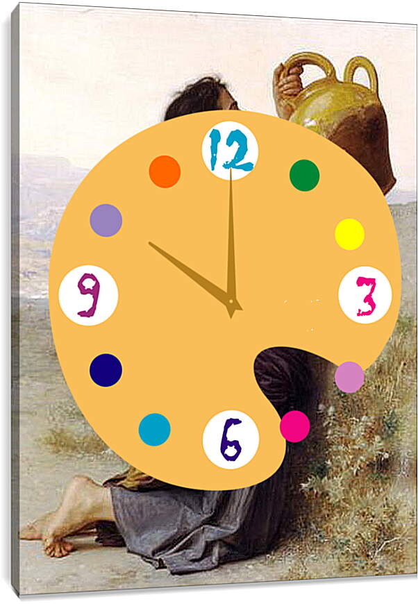 Часы картина - La Soif. Жажда. Адольф Вильям Бугро