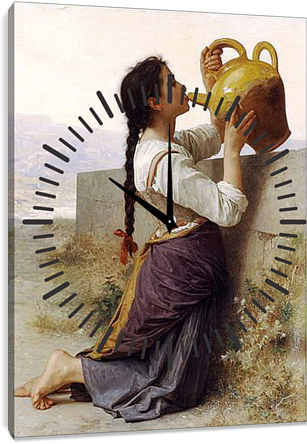 Часы картина - La Soif. Жажда. Адольф Вильям Бугро