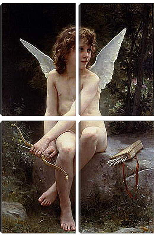 Модульная картина - Amour a laflut. Амур, высматривающий жертву. Адольф Вильям Бугро