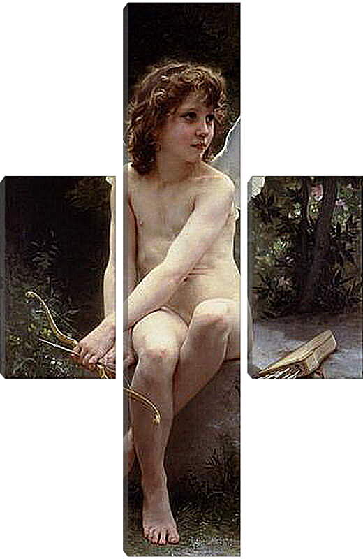 Модульная картина - Amour a laflut. Амур, высматривающий жертву. Адольф Вильям Бугро