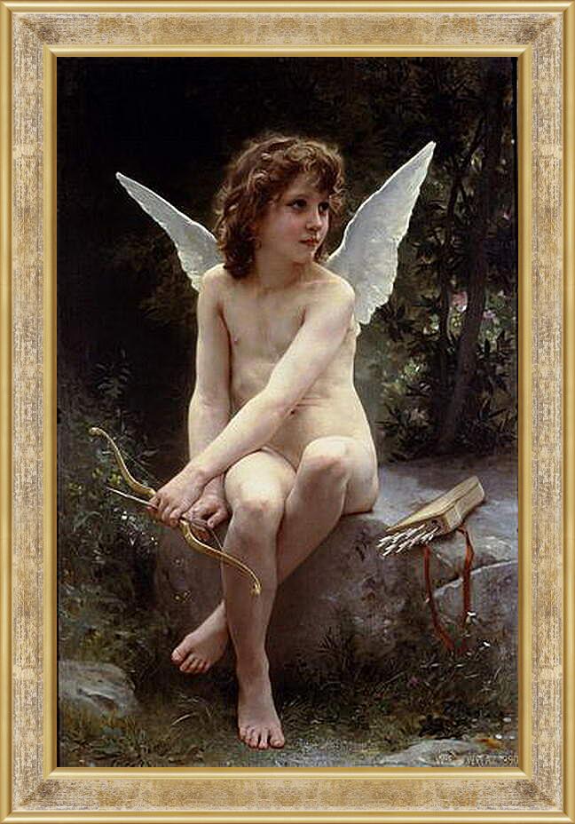 Картина в раме - Amour a laflut. Амур, высматривающий жертву. Адольф Вильям Бугро