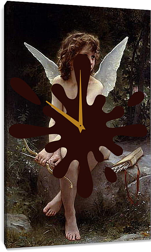 Часы картина - Amour a laflut. Амур, высматривающий жертву. Адольф Вильям Бугро