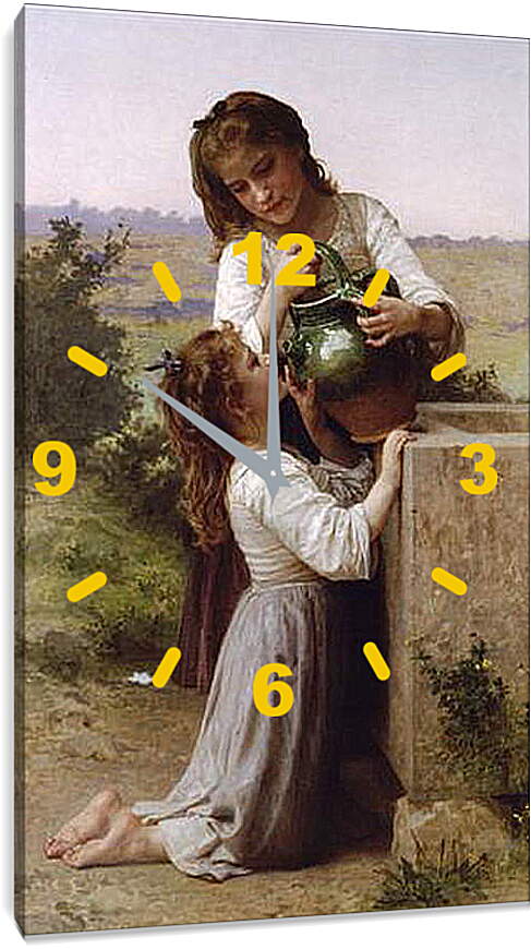 Часы картина - A la fountane. У источника. Адольф Вильям Бугро