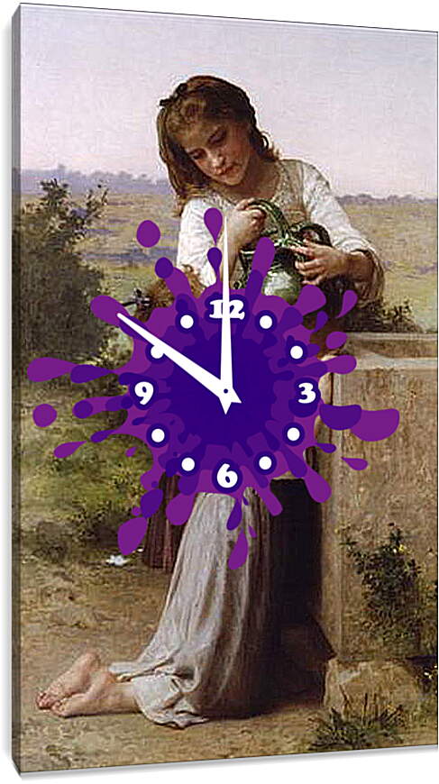 Часы картина - A la fountane. У источника. Адольф Вильям Бугро