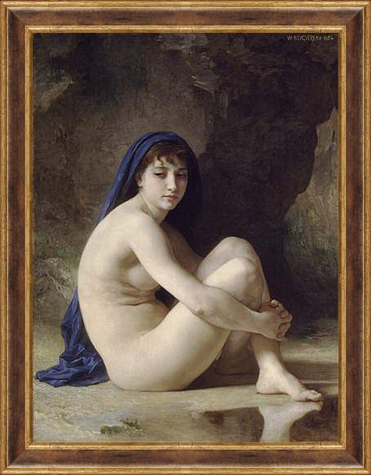 Картина в раме - Baigneuse accroupie. Сидящая купальщица. Адольф Вильям Бугро
