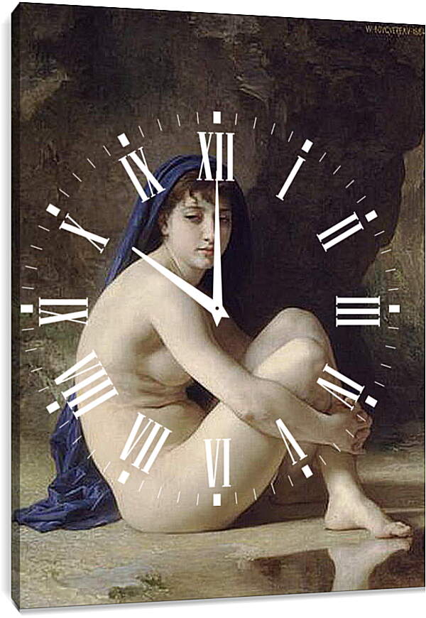 Часы картина - Baigneuse accroupie. Сидящая купальщица. Адольф Вильям Бугро
