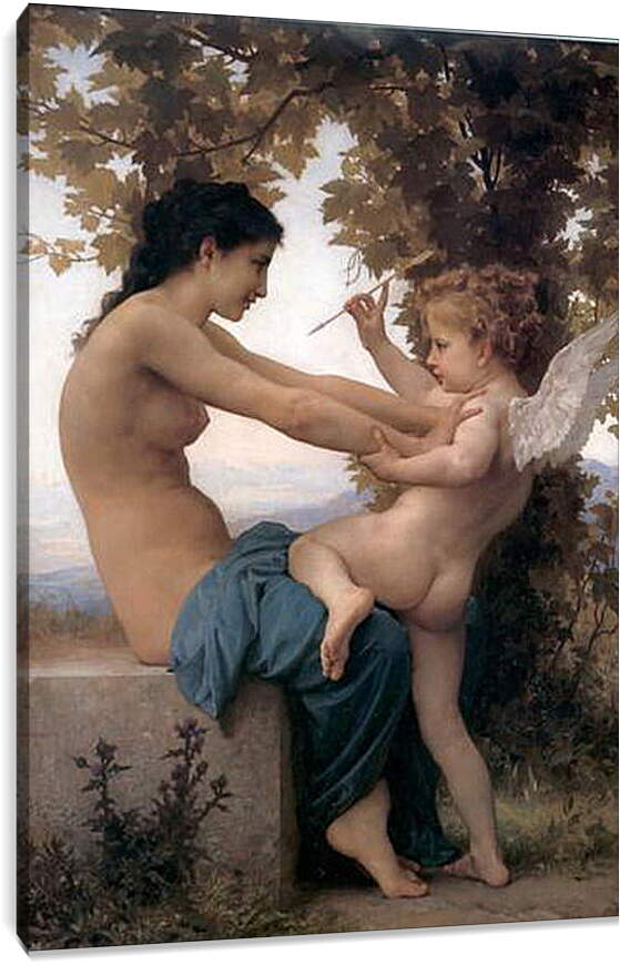 Постер и плакат - A Young Girl Defending Herself Against Eros. Адольф Девушка, защищающаяся от Эрота. Вильям Бугро
