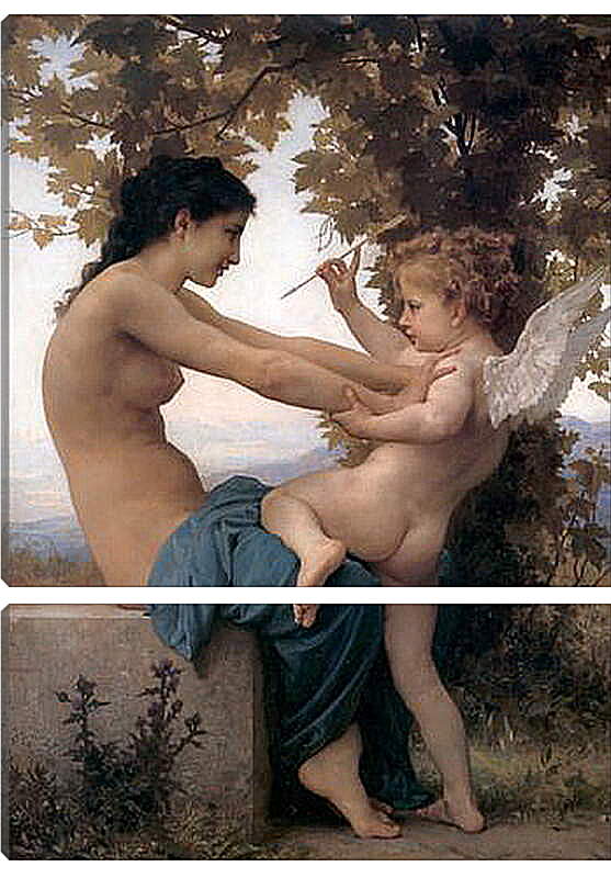 Модульная картина - A Young Girl Defending Herself Against Eros. Адольф Девушка, защищающаяся от Эрота. Вильям Бугро