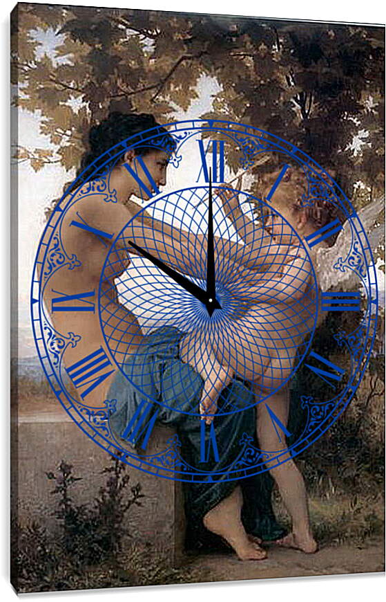 Часы картина - A Young Girl Defending Herself Against Eros. Адольф Девушка, защищающаяся от Эрота. Вильям Бугро