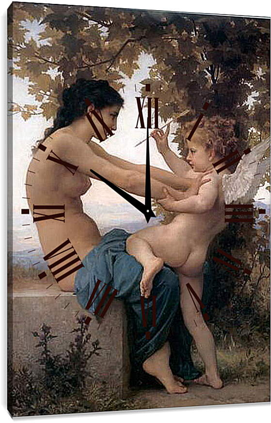 Часы картина - A Young Girl Defending Herself Against Eros. Адольф Девушка, защищающаяся от Эрота. Вильям Бугро
