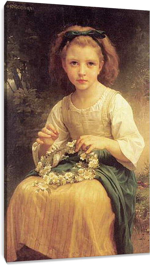 Постер и плакат - Child Braiding A Crown. Девочка, плетущая венок. Адольф Вильям Бугро