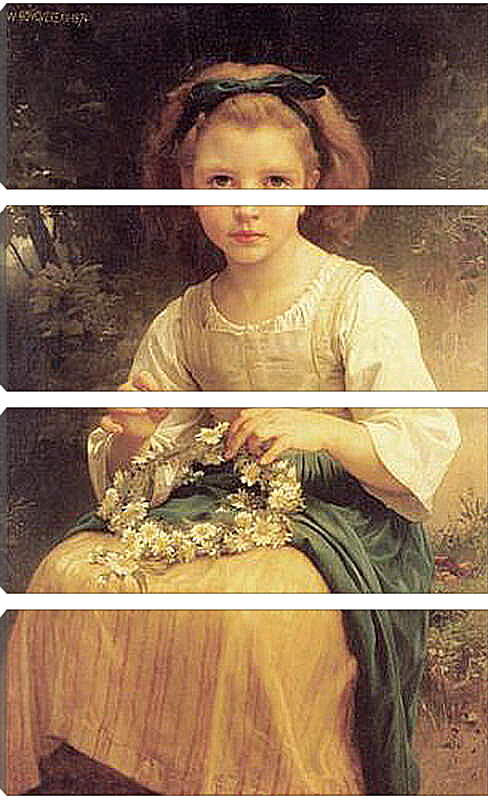 Модульная картина - Child Braiding A Crown. Девочка, плетущая венок. Адольф Вильям Бугро