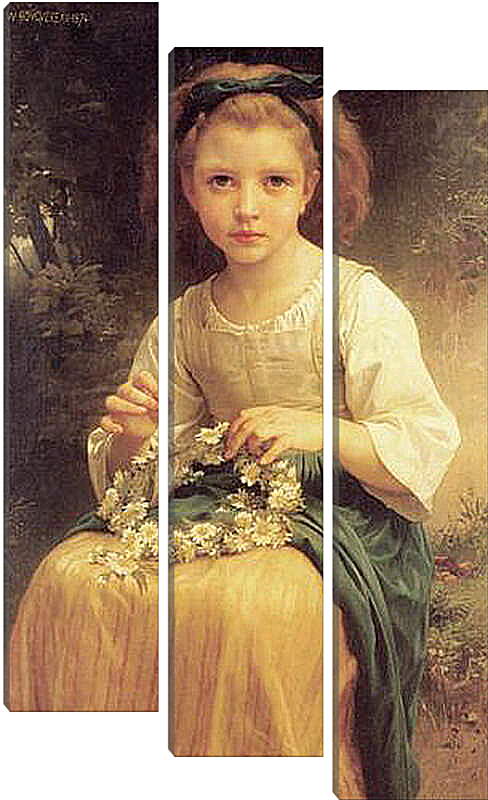 Модульная картина - Child Braiding A Crown. Девочка, плетущая венок. Адольф Вильям Бугро