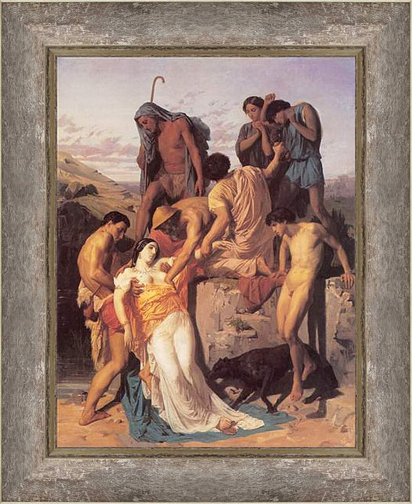 Картина в раме - Zenobia Retrouvee par les Bergers sur les Bords de Laraxe. Зенобия на берегу Аракса. Адольф Вильям Бугро