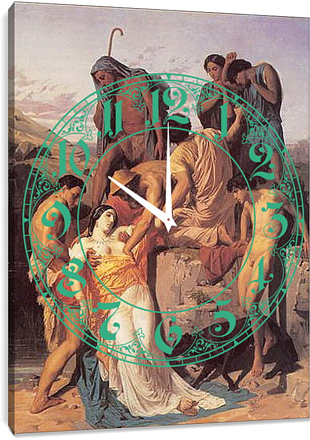 Часы картина - Zenobia Retrouvee par les Bergers sur les Bords de Laraxe. Зенобия на берегу Аракса. Адольф Вильям Бугро