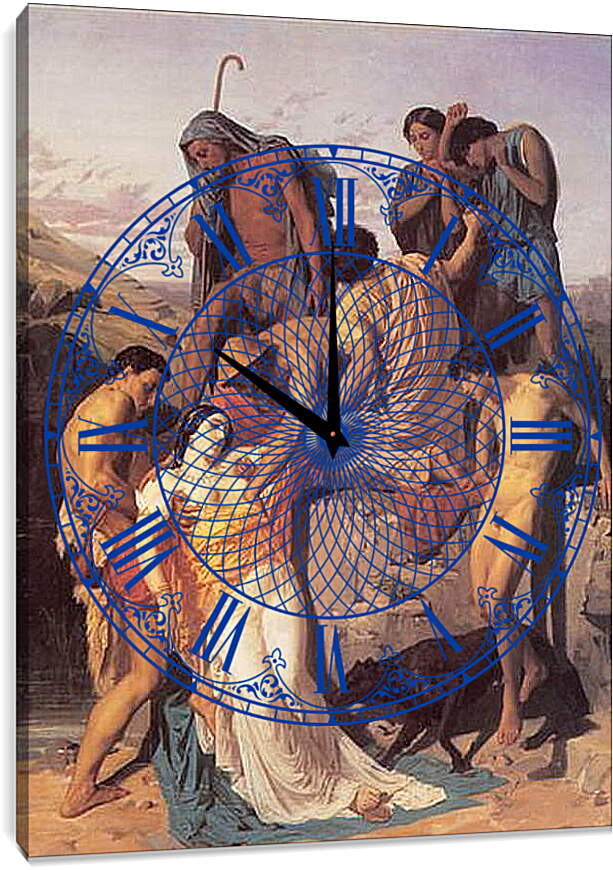 Часы картина - Zenobia Retrouvee par les Bergers sur les Bords de Laraxe. Зенобия на берегу Аракса. Адольф Вильям Бугро
