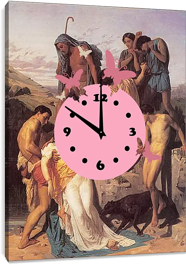 Часы картина - Zenobia Retrouvee par les Bergers sur les Bords de Laraxe. Зенобия на берегу Аракса. Адольф Вильям Бугро
