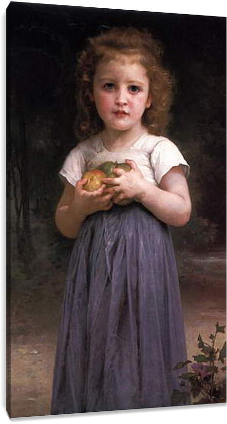 Постер и плакат - Petite Fille Tenant des Pommes Dans Les Mains. Девочка с яблоками в руках. Адольф Вильям Бугро