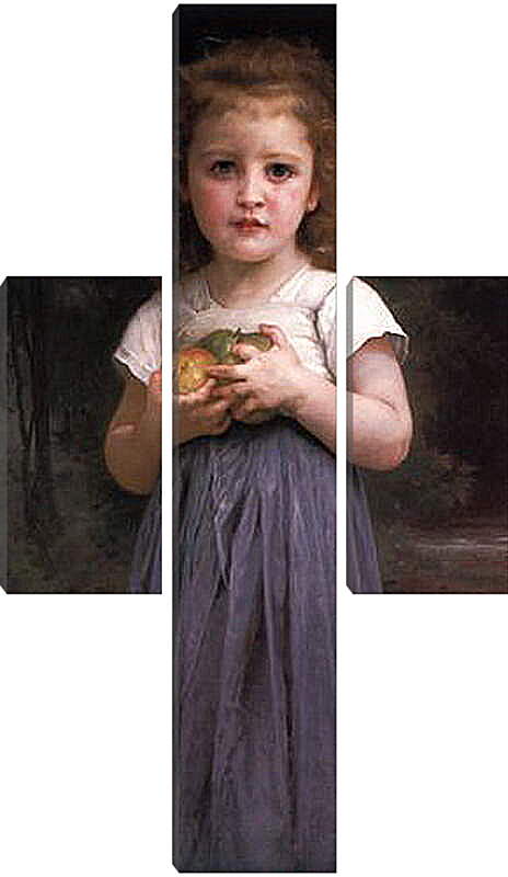 Модульная картина - Petite Fille Tenant des Pommes Dans Les Mains. Девочка с яблоками в руках. Адольф Вильям Бугро