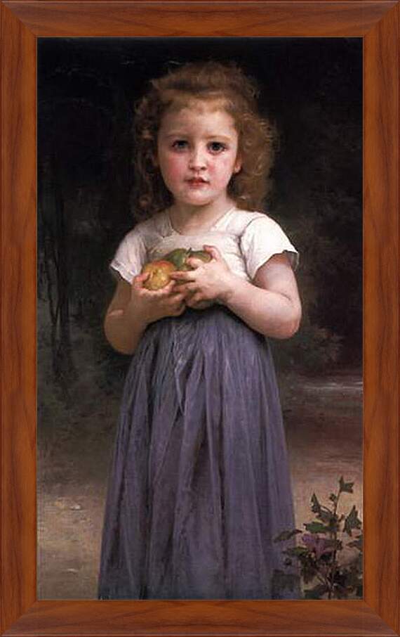 Картина в раме - Petite Fille Tenant des Pommes Dans Les Mains. Девочка с яблоками в руках. Адольф Вильям Бугро