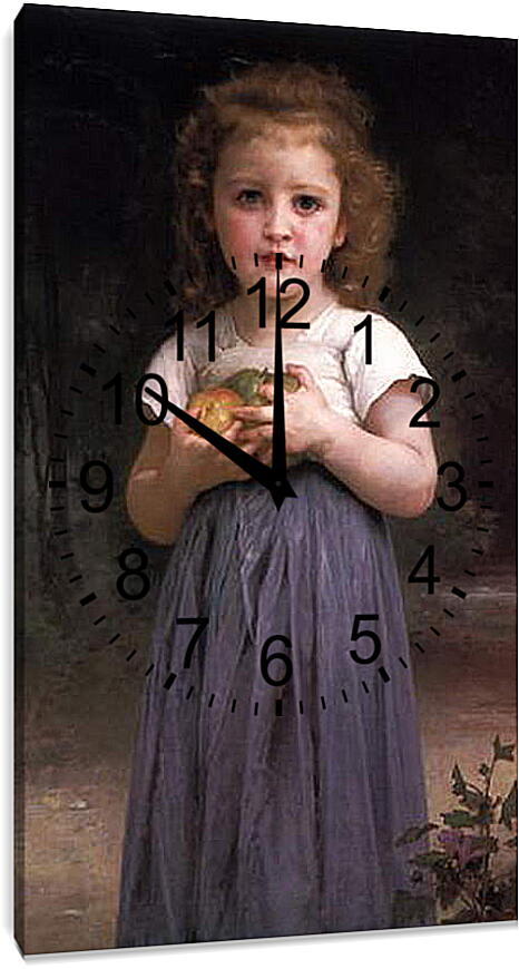 Часы картина - Petite Fille Tenant des Pommes Dans Les Mains. Девочка с яблоками в руках. Адольф Вильям Бугро