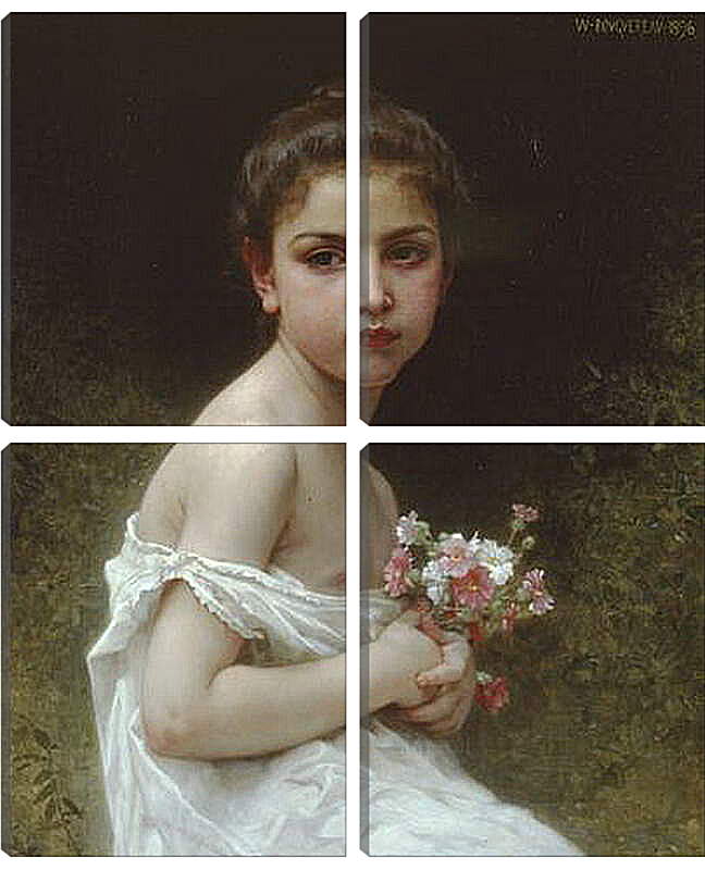 Модульная картина - Petite Fille au Bouquet. Девочка с букетом. Адольф Вильям Бугро