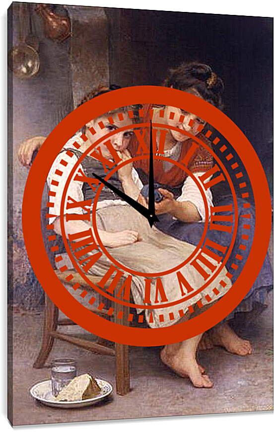 Часы картина - Petite Boudeuse. Маленькая ворчунья. Адольф Вильям Бугро