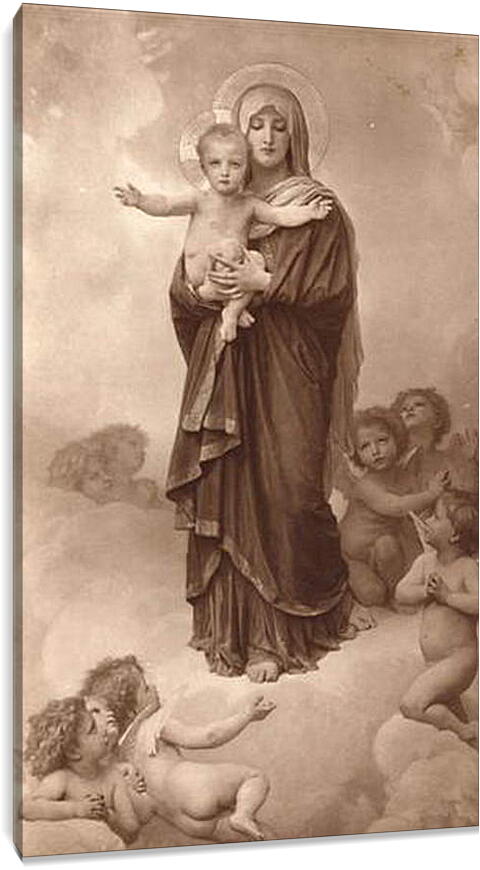 Постер и плакат - Notre Dame des Anges.Мария с Младенцем и ангелами. Адольф Вильям Бугро