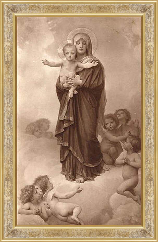 Картина в раме - Notre Dame des Anges.Мария с Младенцем и ангелами. Адольф Вильям Бугро