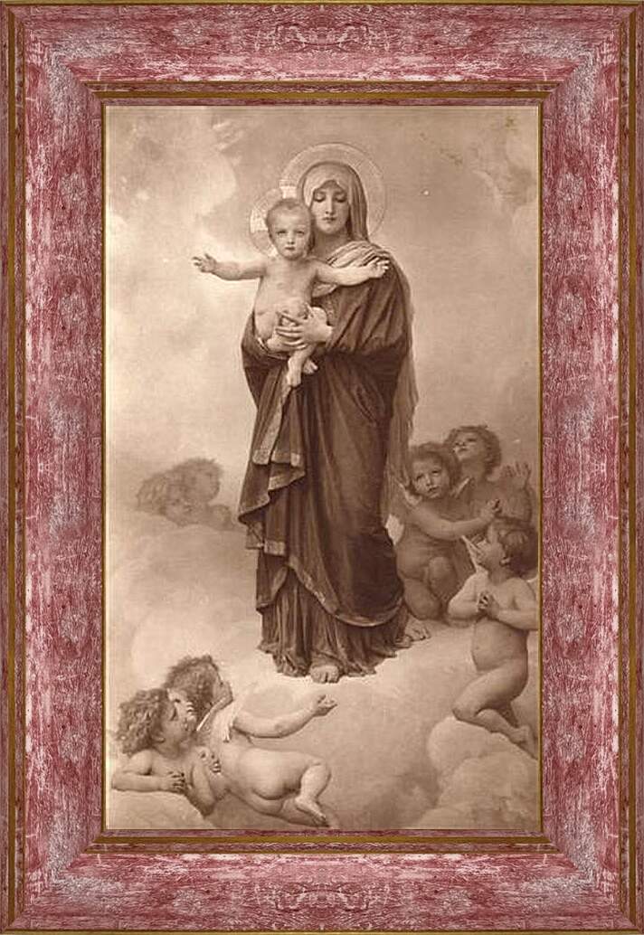 Картина в раме - Notre Dame des Anges.Мария с Младенцем и ангелами. Адольф Вильям Бугро