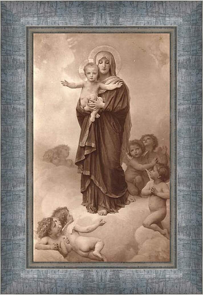 Картина в раме - Notre Dame des Anges.Мария с Младенцем и ангелами. Адольф Вильям Бугро