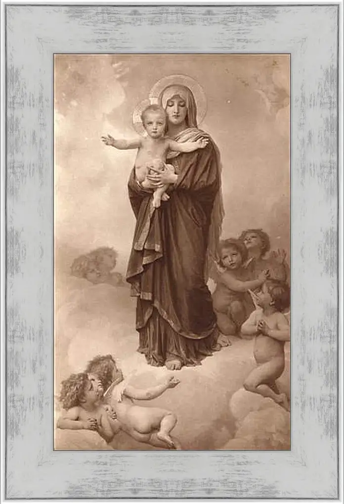 Картина в раме - Notre Dame des Anges.Мария с Младенцем и ангелами. Адольф Вильям Бугро