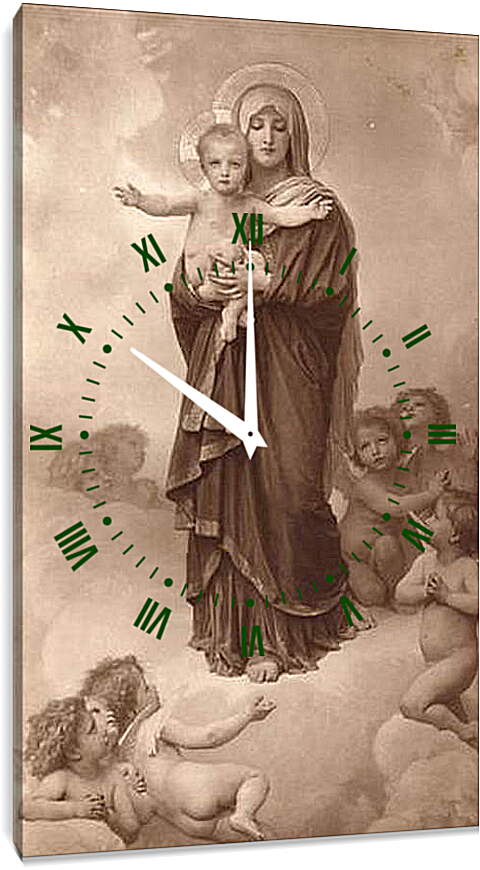 Часы картина - Notre Dame des Anges.Мария с Младенцем и ангелами. Адольф Вильям Бугро