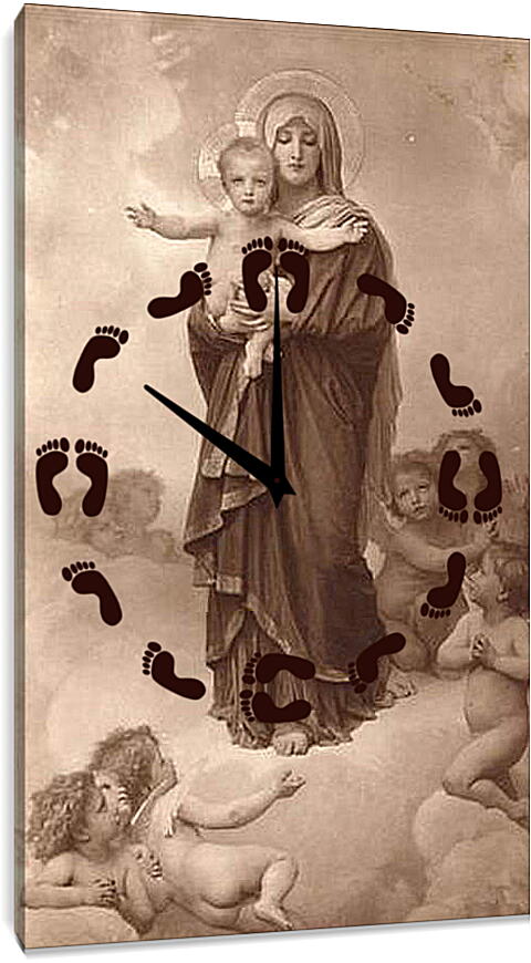 Часы картина - Notre Dame des Anges.Мария с Младенцем и ангелами. Адольф Вильям Бугро