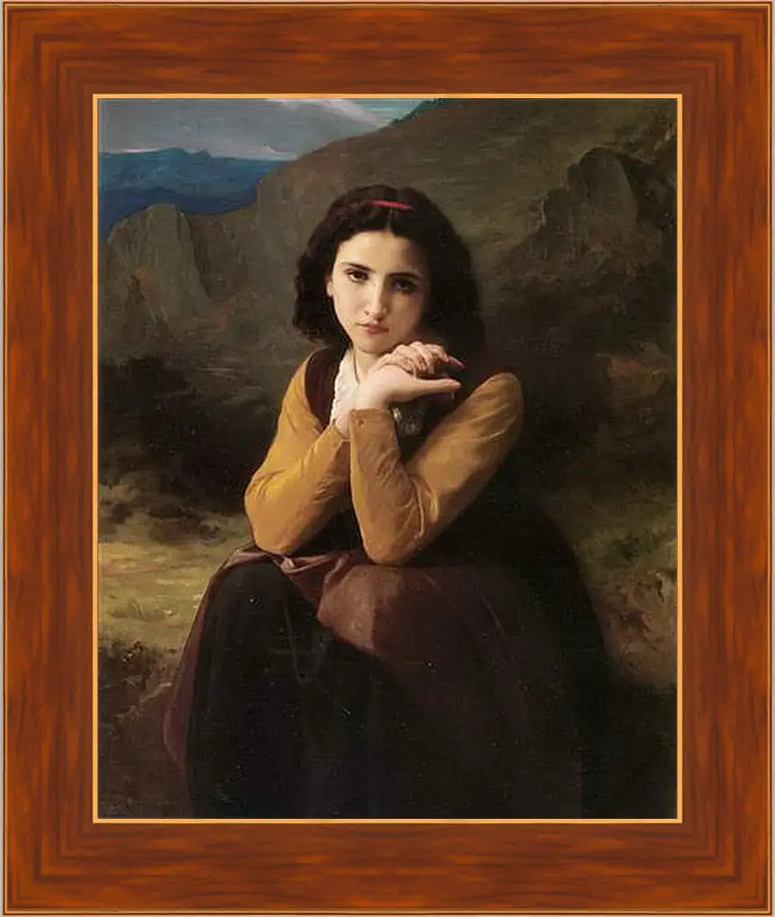 Картина в раме - Mignon. Задумчивая красавица. Адольф Вильям Бугро