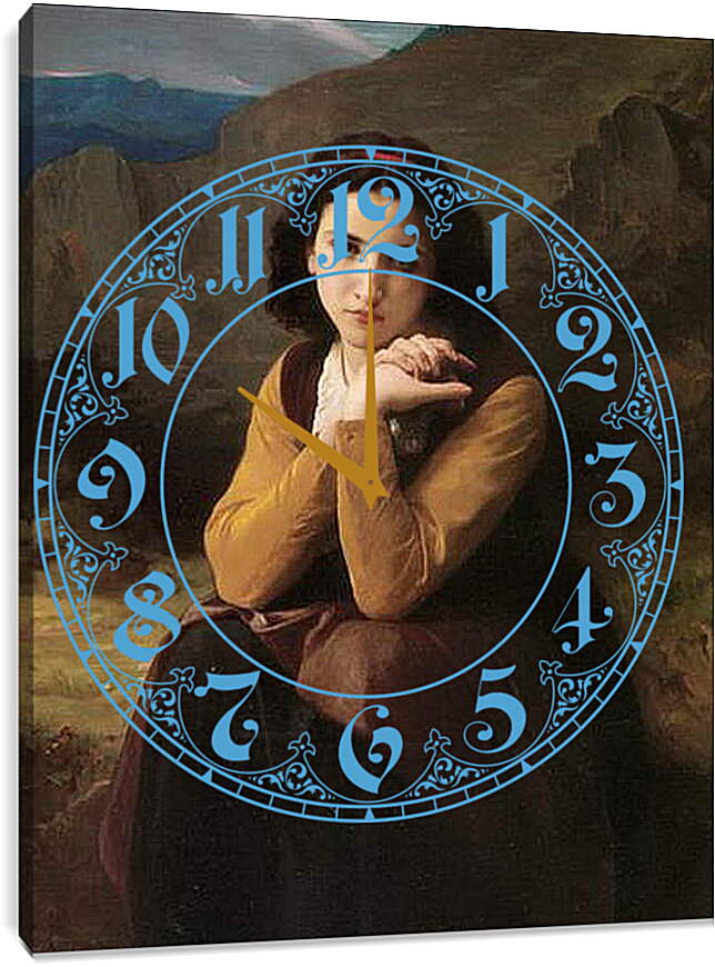Часы картина - Mignon. Задумчивая красавица. Адольф Вильям Бугро
