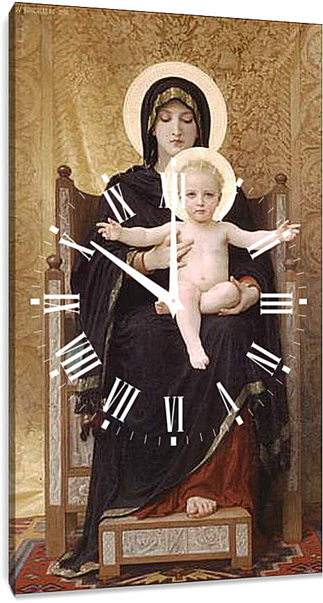 Часы картина - Madone Assise. Мадонна с младенцем на троне. Адольф Вильям Бугро