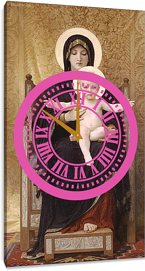 Часы картина - Madone Assise. Мадонна с младенцем на троне. Адольф Вильям Бугро