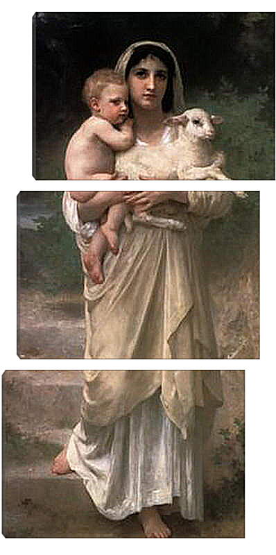Модульная картина - Les Аgneaux. Женщина с ягненком. Адольф Вильям Бугро