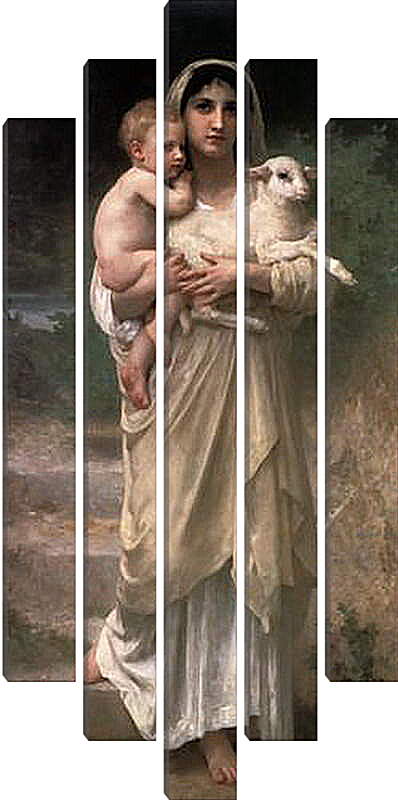 Модульная картина - Les Аgneaux. Женщина с ягненком. Адольф Вильям Бугро