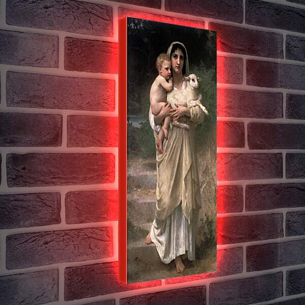 Лайтбокс световая панель - Les Аgneaux. Женщина с ягненком. Адольф Вильям Бугро