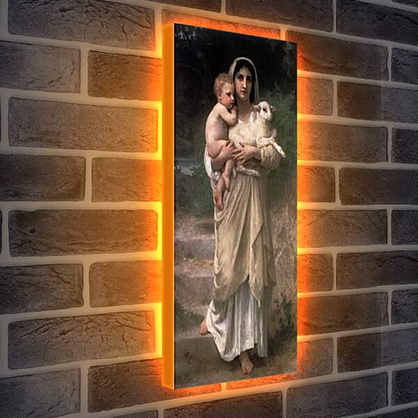 Лайтбокс световая панель - Les Аgneaux. Женщина с ягненком. Адольф Вильям Бугро
