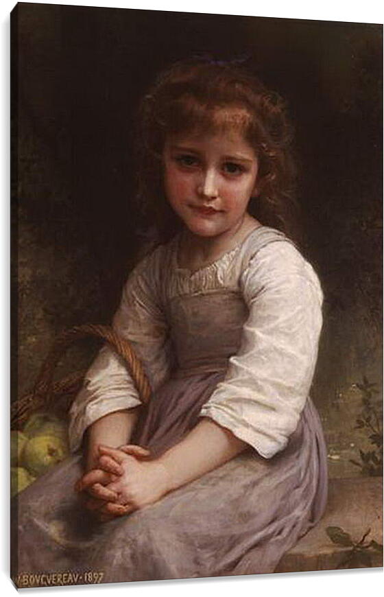 Постер и плакат - Les Pommes. Девочка с корзиной яблок. Адольф Вильям Бугро
