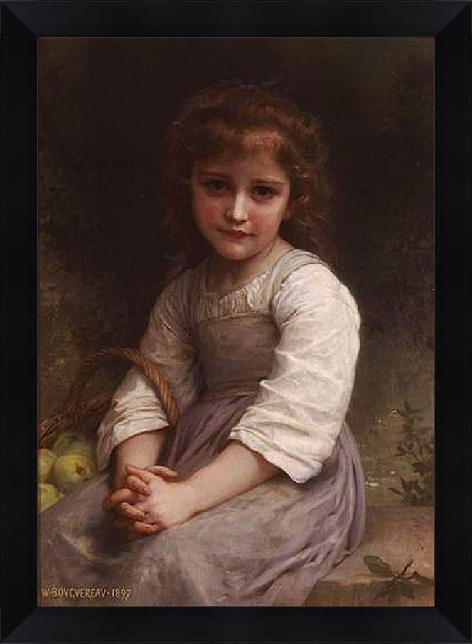 Картина в раме - Les Pommes. Девочка с корзиной яблок. Адольф Вильям Бугро