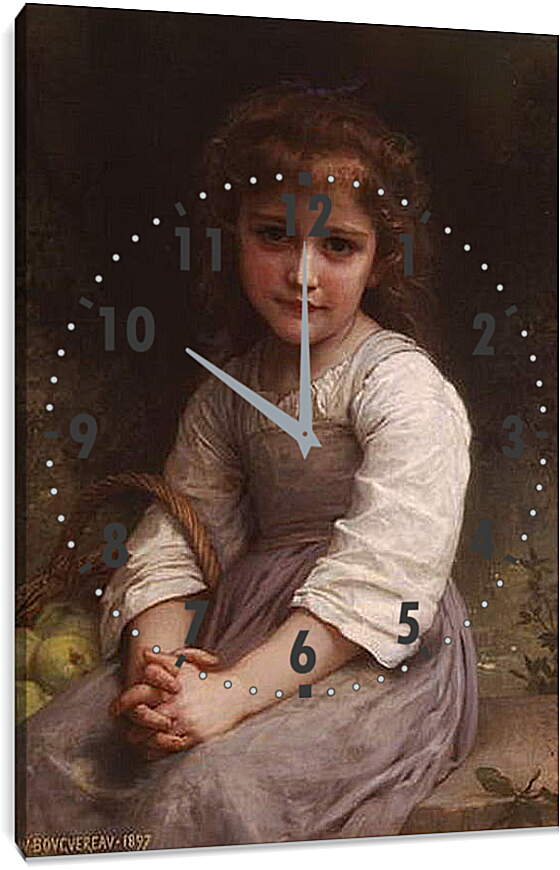 Часы картина - Les Pommes. Девочка с корзиной яблок. Адольф Вильям Бугро