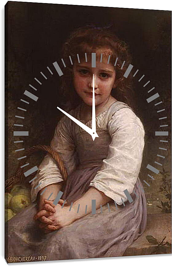 Часы картина - Les Pommes. Девочка с корзиной яблок. Адольф Вильям Бугро