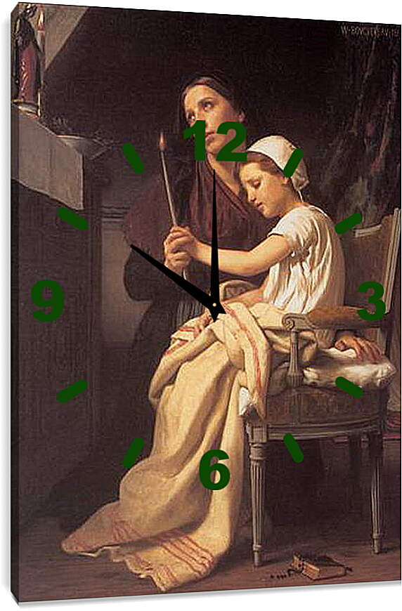 Часы картина - Le Voeu. Благодарственная жертва. Адольф Вильям Бугро