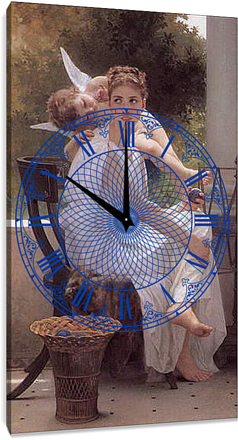 Часы картина - Le Travail Interrompu. Прерванная работа. Адольф Вильям Бугро