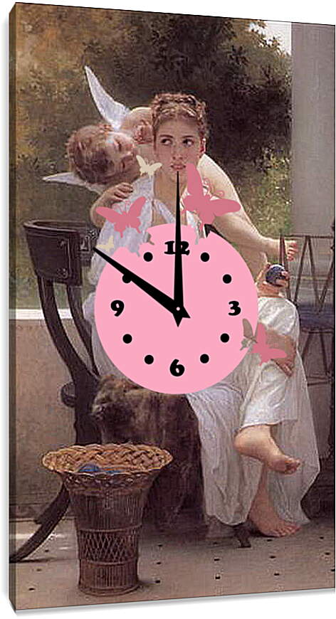 Часы картина - Le Travail Interrompu. Прерванная работа. Адольф Вильям Бугро